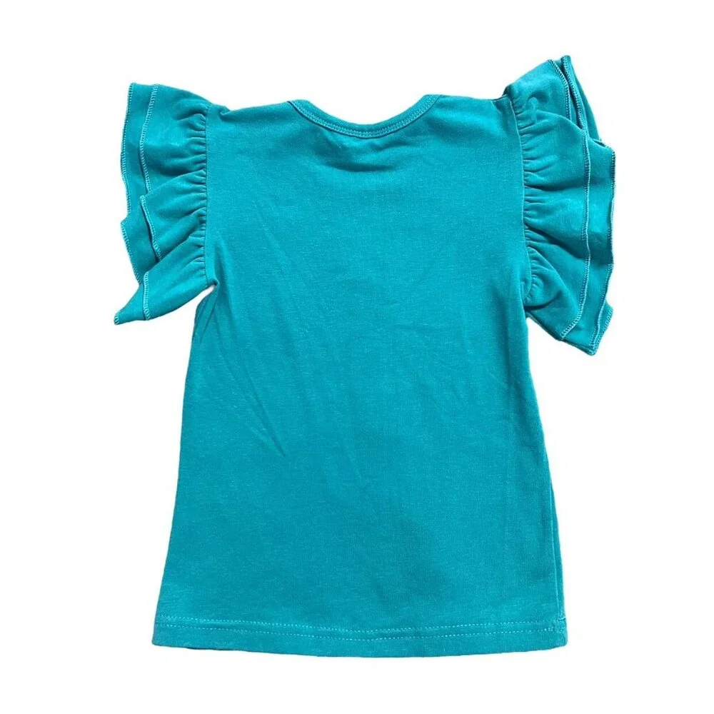 Boutique S (2T) Solid Blue Ruffle Top